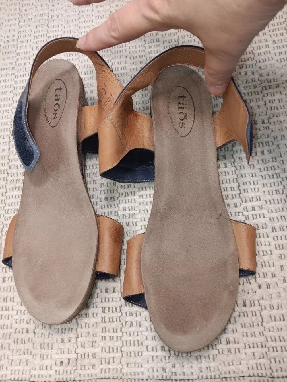 Taos Women’s 'Reason' Dark Blue Leather Adjustable Wedge Sandals 42 EU / 11 US